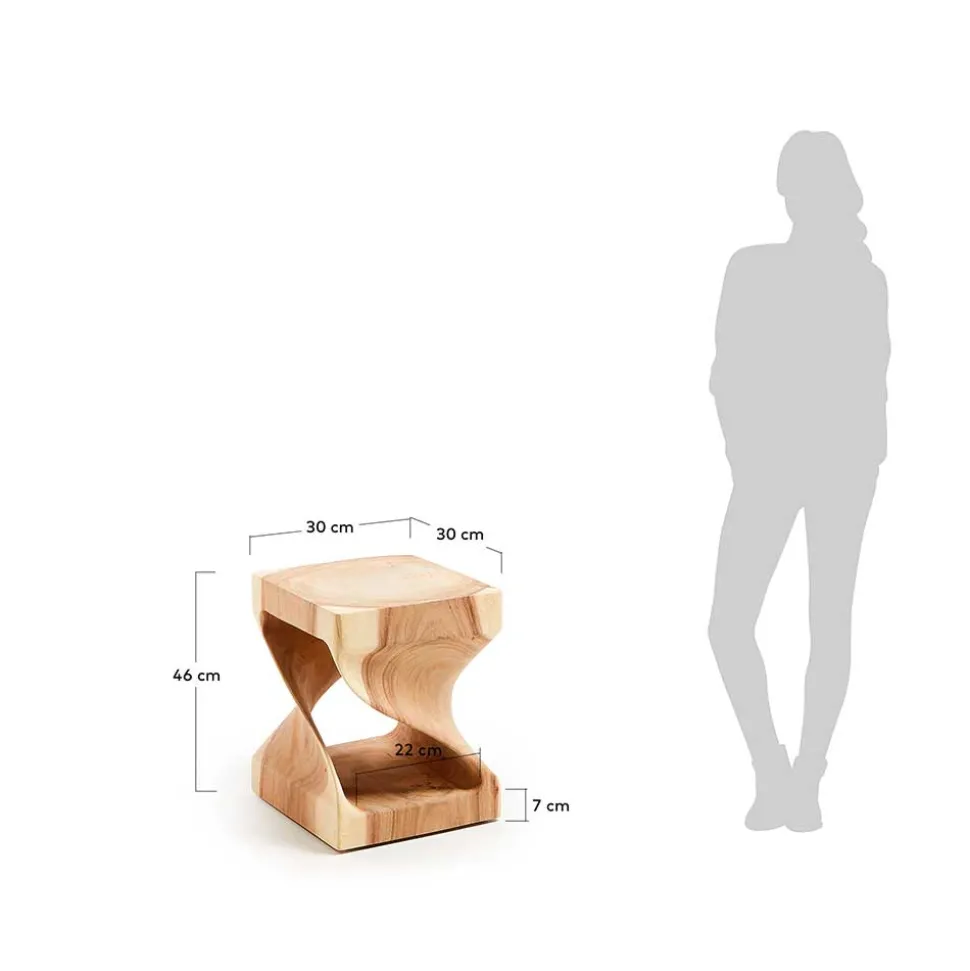 Geschnitzter Design Beistelltisch aus Massivholz - Lavista