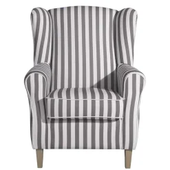 Gestreifter Ohrensessel in Hellbraun und Weiß - Carlovac