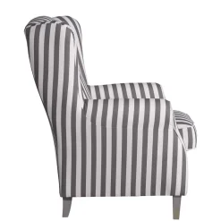 Gestreifter Ohrensessel in Hellbraun und Weiß - Carlovac