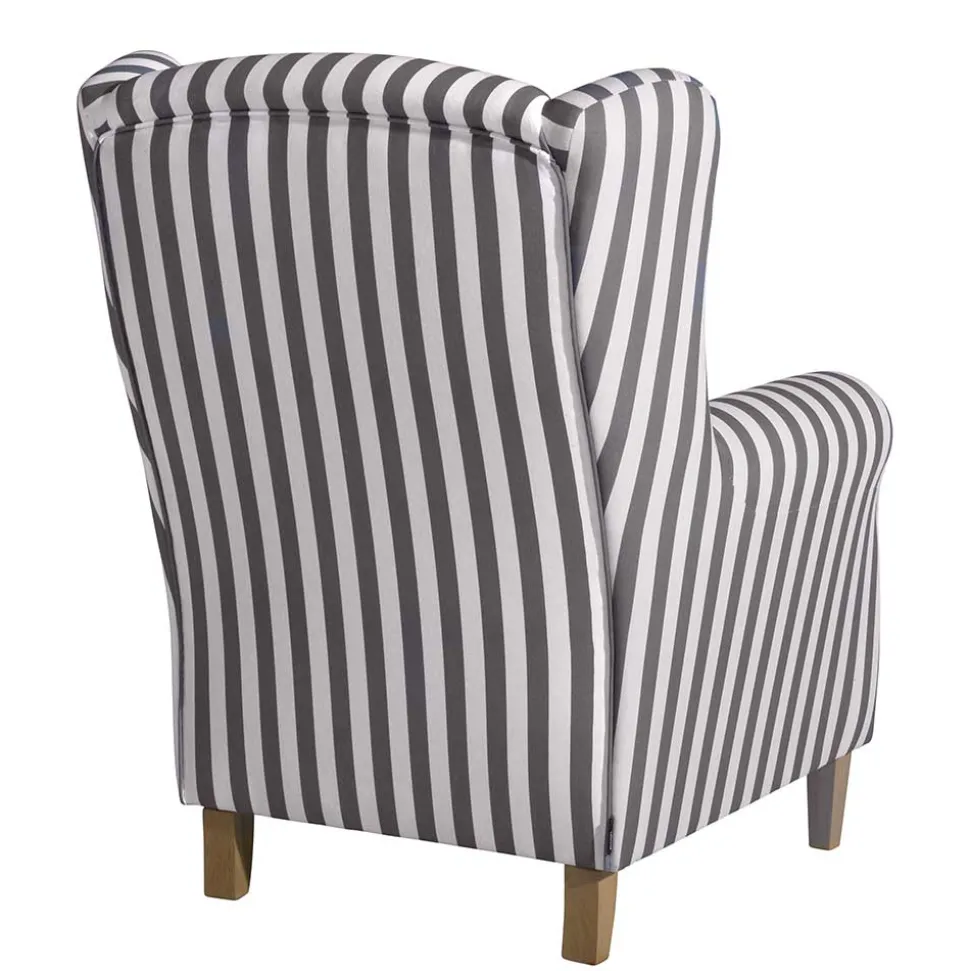 Gestreifter Ohrensessel in Hellbraun und Weiß - Carlovac