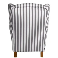 Gestreifter Ohrensessel in Hellbraun und Weiß - Carlovac