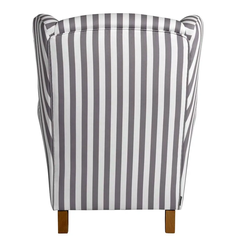 Gestreifter Ohrensessel in Hellbraun und Weiß - Carlovac