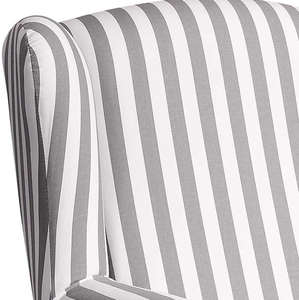 Gestreifter Ohrensessel in Hellbraun und Weiß - Carlovac