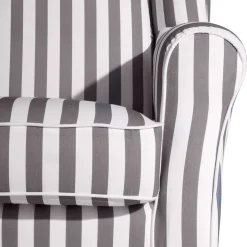 Gestreifter Ohrensessel in Hellbraun und Weiß - Carlovac