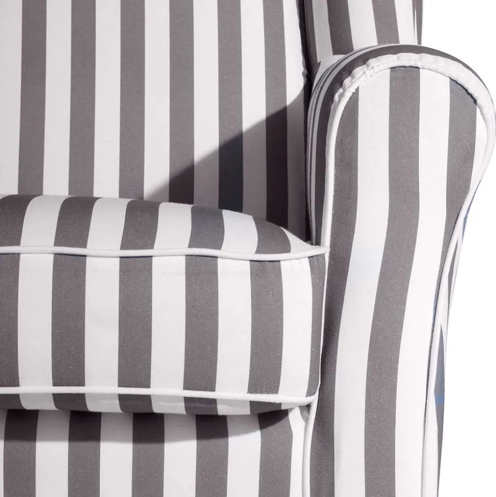 Gestreifter Ohrensessel in Hellbraun und Weiß - Carlovac