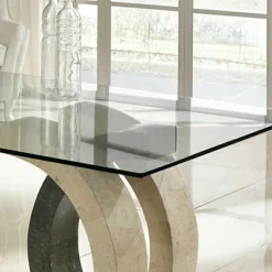 Glas Esstisch Tiber mit Stein