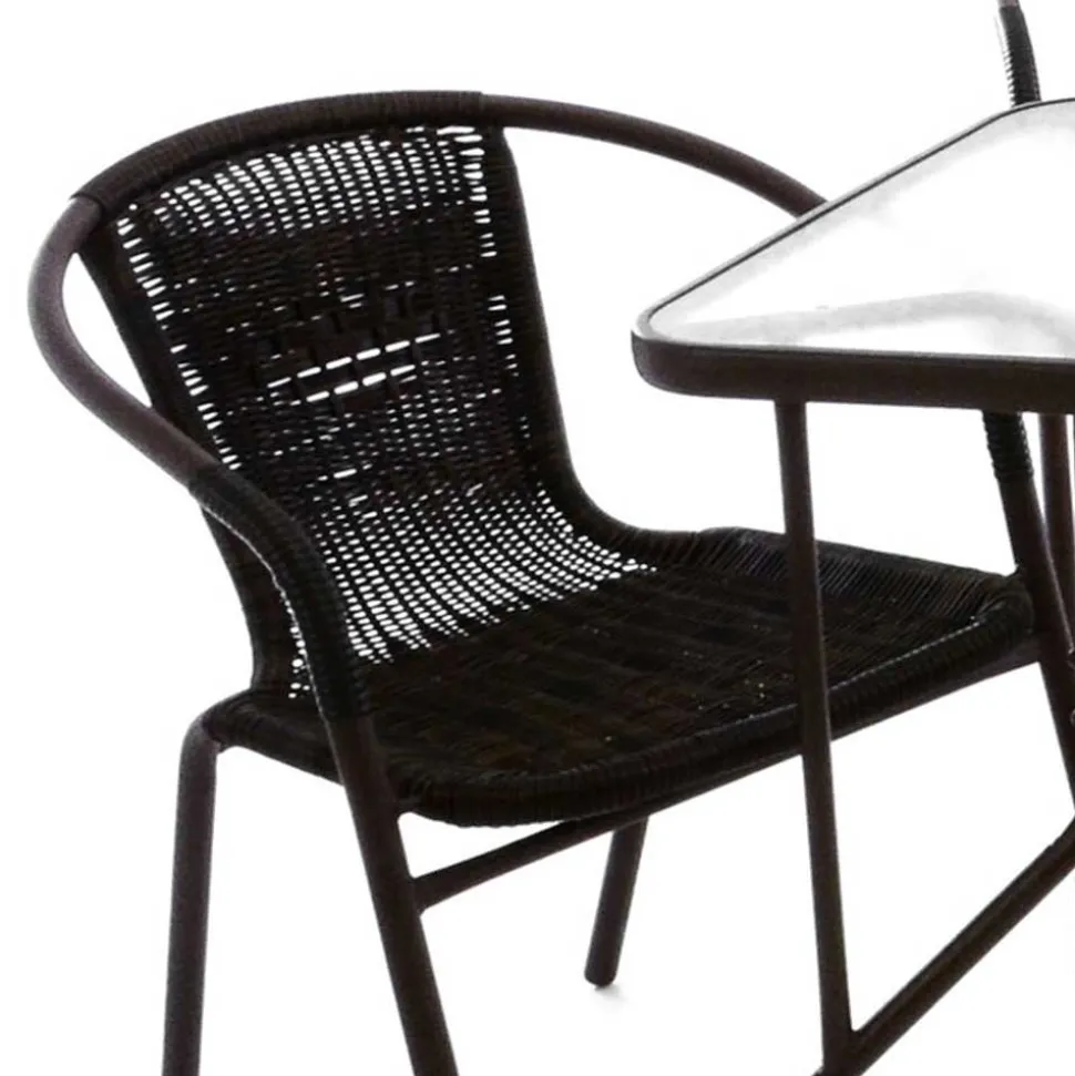 Glas Gartentisch & Tischsessel Set - Sylverta (fünfteilig)