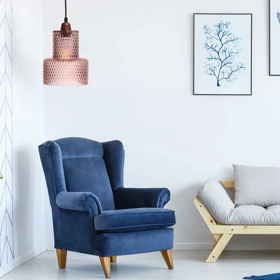 Glas Pendelleuchte in Violett - Lavillos