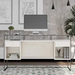 Glas Schreibtisch mit Rillen Strukturglasplatte - Corners