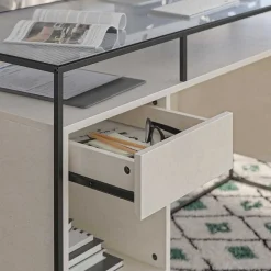 Glas Schreibtisch mit Rillen Strukturglasplatte - Corners