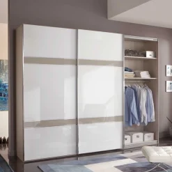 Glas Schwebetüren Schrank in Weiß & Grau - Pruducia