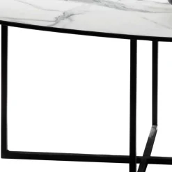 Glas Wohnzimmertisch in Marmor Optik - eiförmig - Lampione