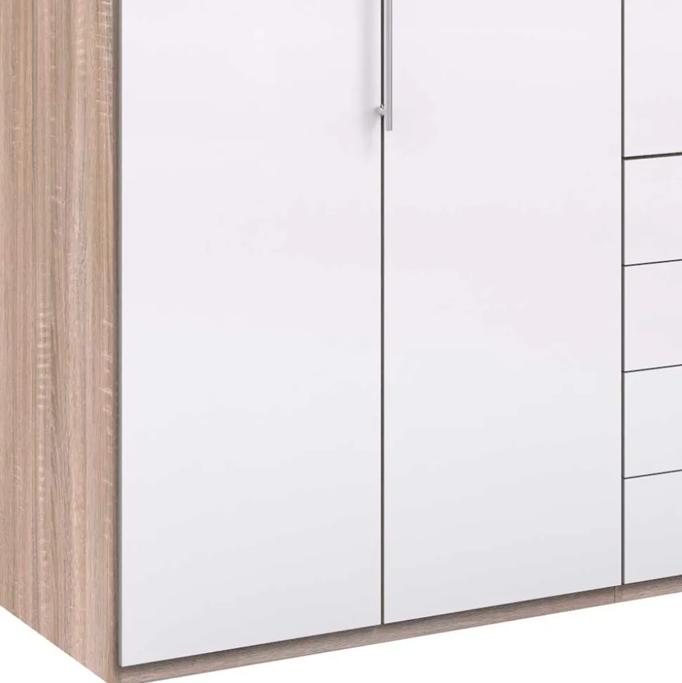 Glasfront Kombi-Kleiderschrank in Weiß - Bosays