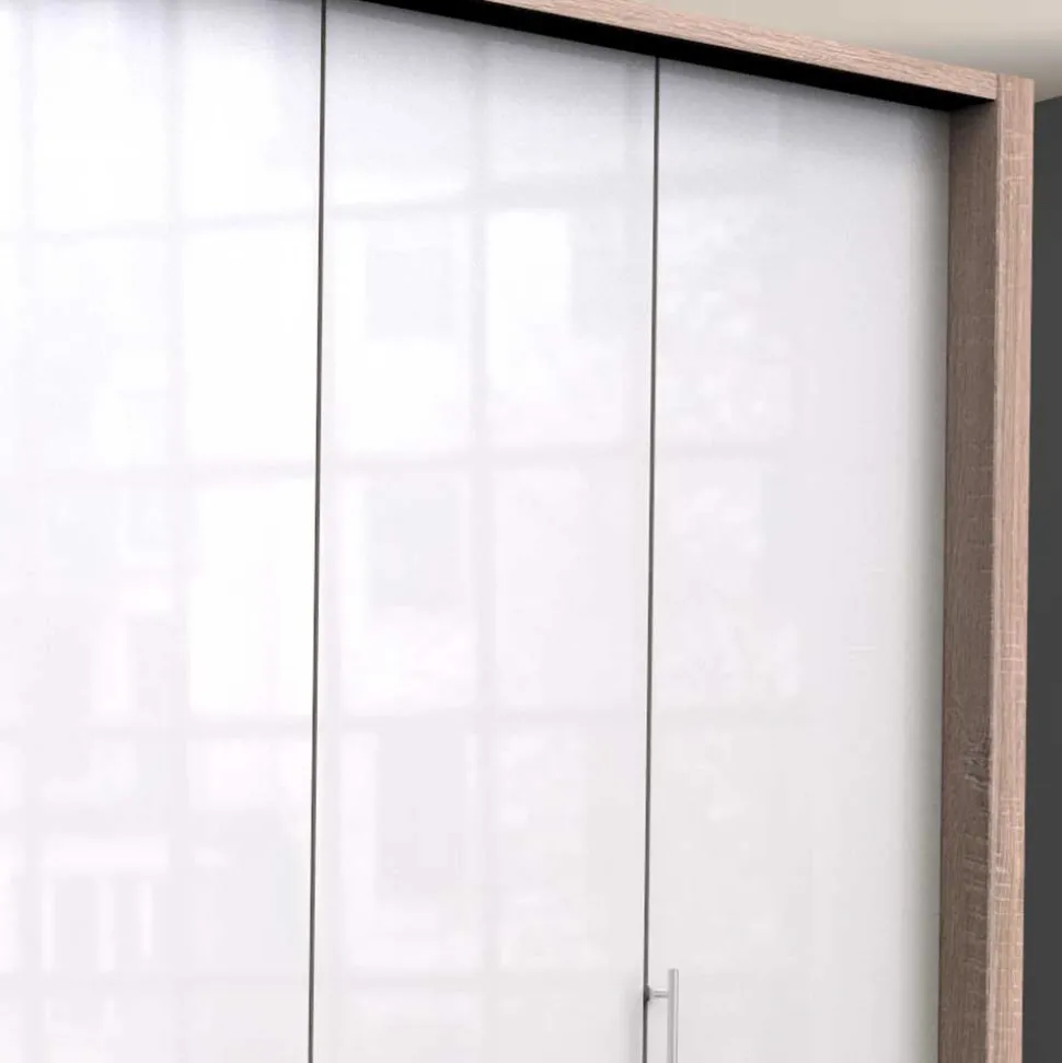 Glasfront Kombi-Kleiderschrank in Weiß - Bosays