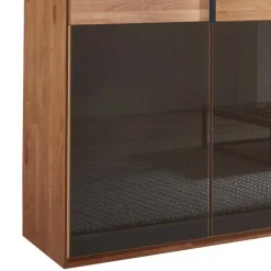 Glasfront-Schlafzimmerschrank in Dunkelbraun - Hung