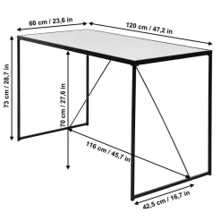Glas-Schreibtisch mit Bügelgestell in Gold - Limgo