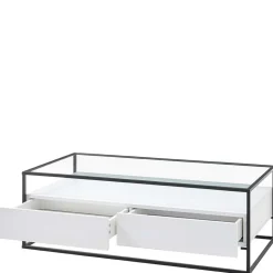 Glas-Sofatisch mit zwei Schubladen und Ablage - Nastoria