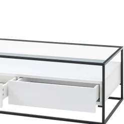 Glas-Sofatisch mit zwei Schubladen und Ablage - Nastoria