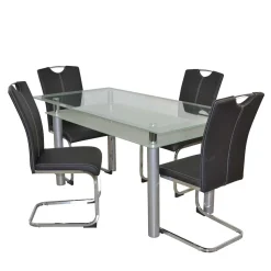 Glastisch & Freischwinger Stühle - Zaparony (fünfteilig)