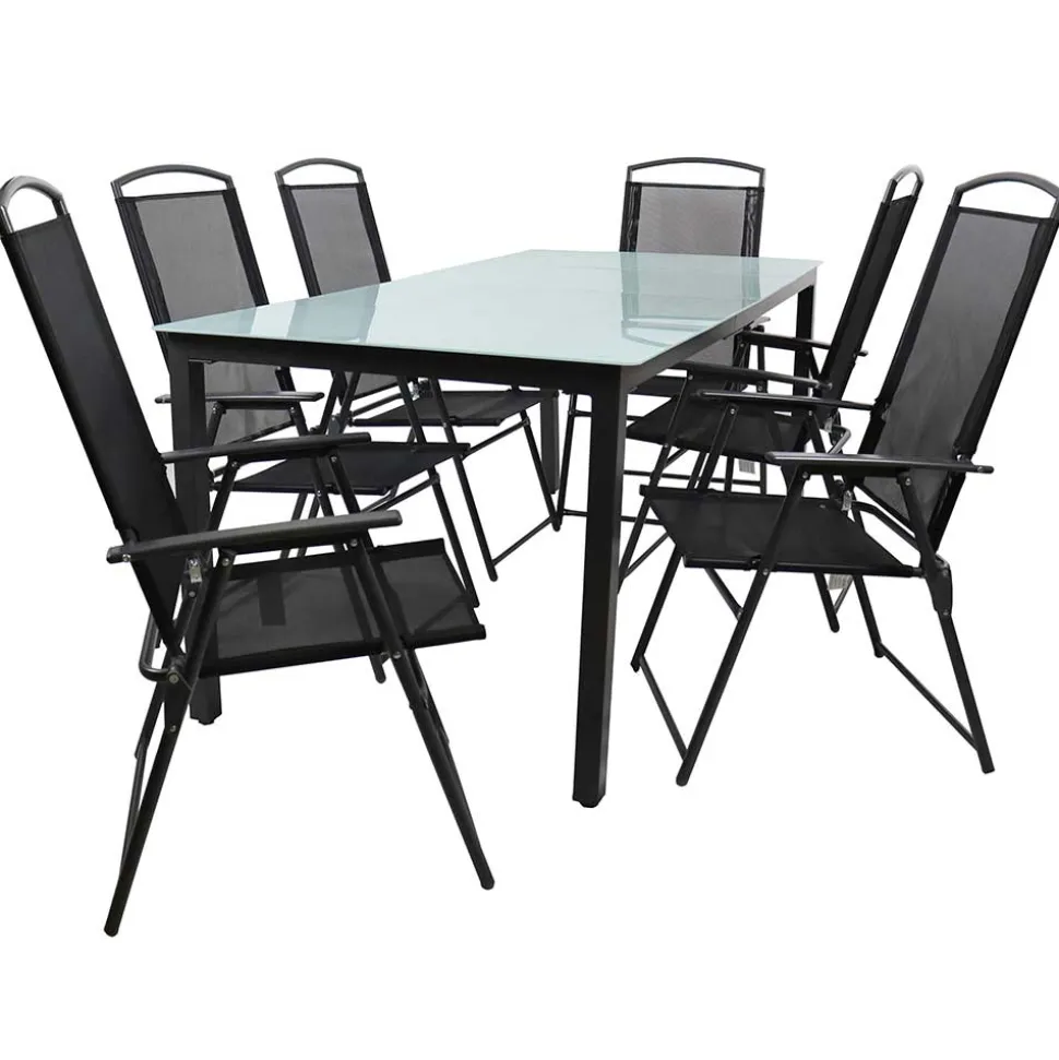 Glastisch & Klappstühle wetterfest - Cretania (siebenteilig)