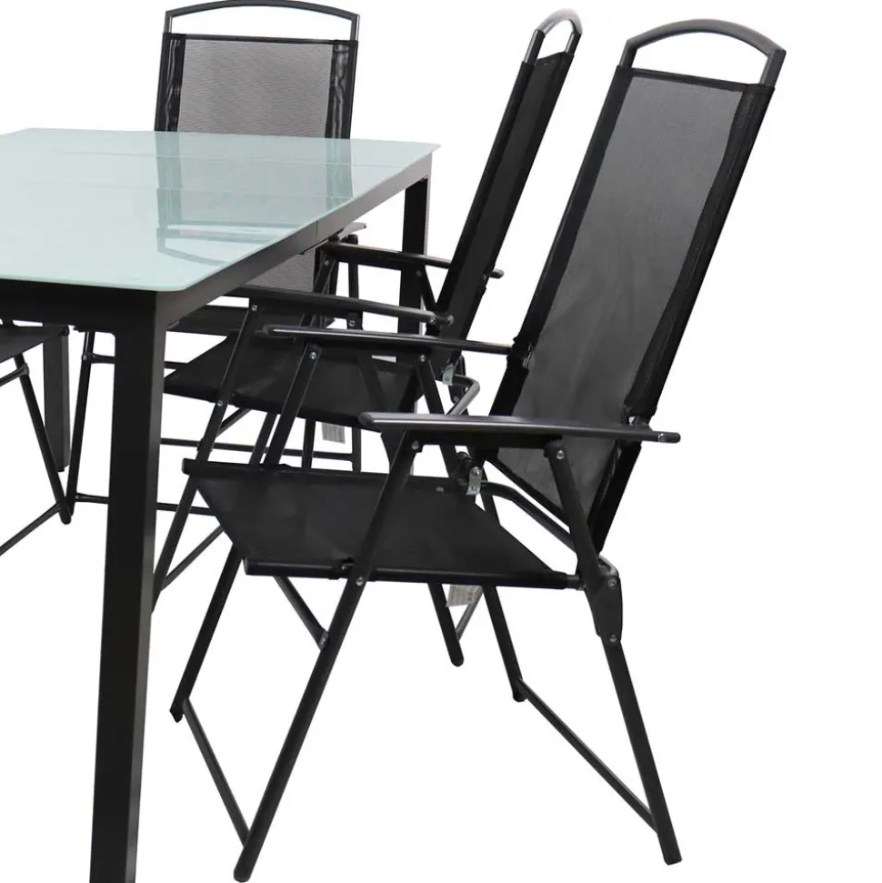 Glastisch & Klappstühle wetterfest - Cretania (siebenteilig)