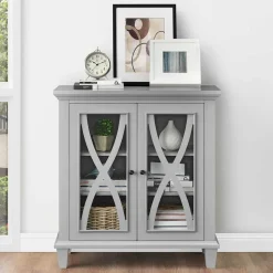 Glastüren-Kommode im Vintage Look - Dikono