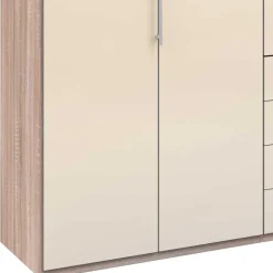 Gleittüren Kleiderschrank in Creme Glasfront - Rativian