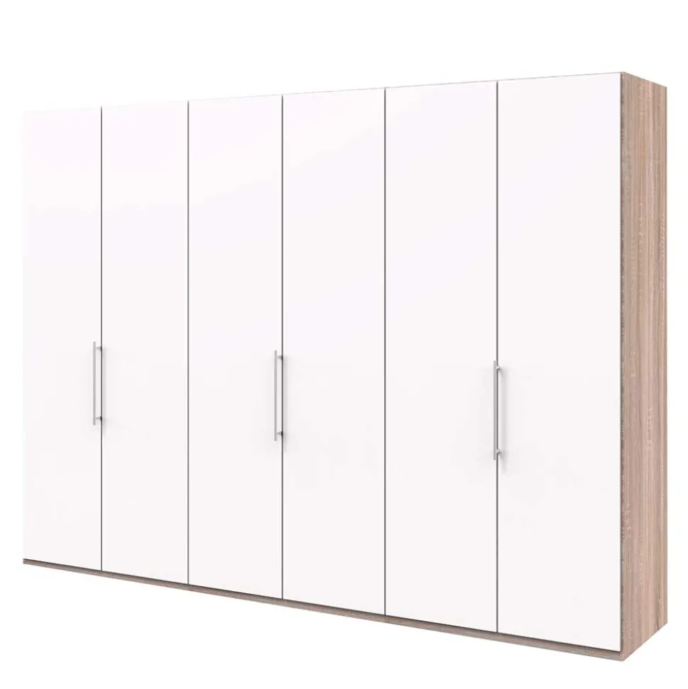 Gleittürenschrank in Weiß & Eiche sägerau - Vaclyn