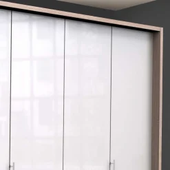 Gleittüren-Schrank mit Glasfront in Weiß - Bosays