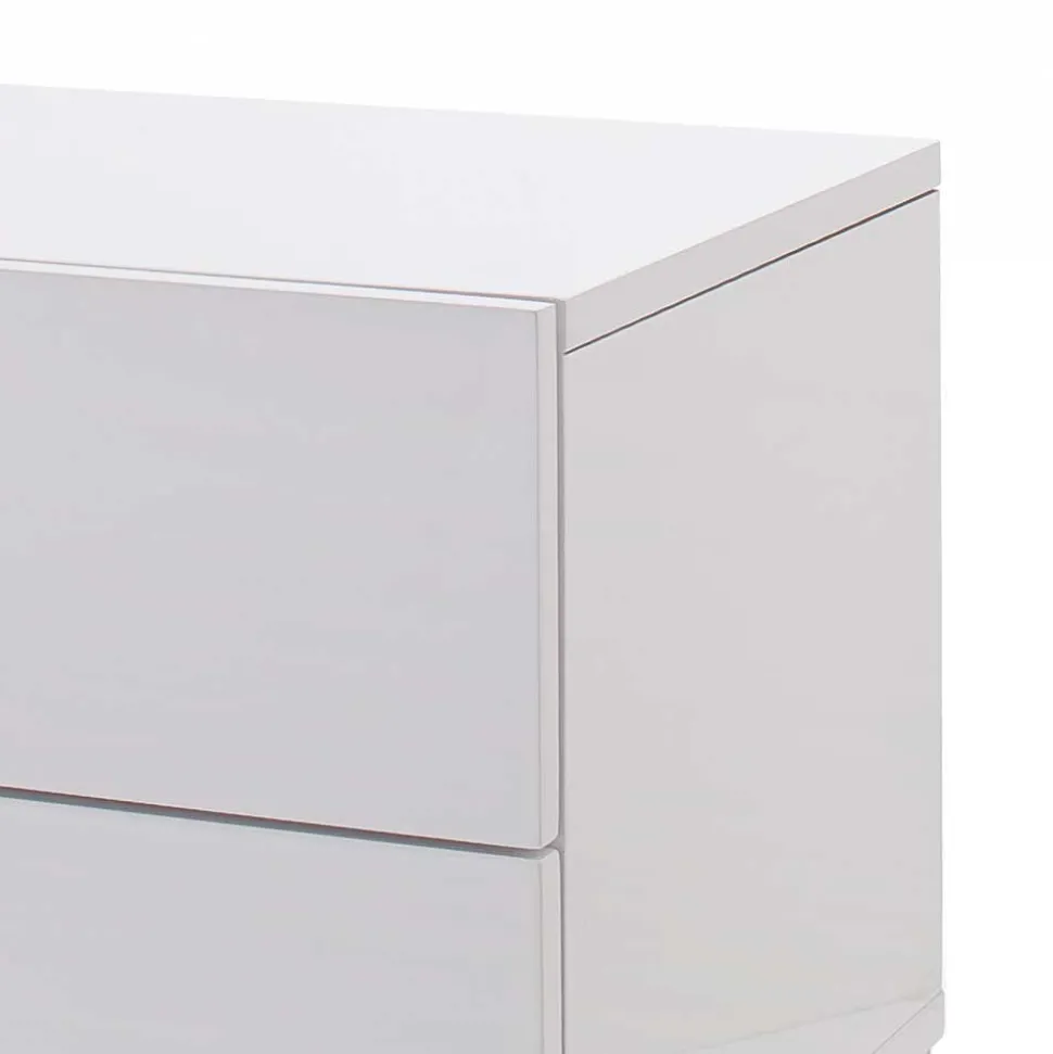 Günstige Design Nachtkommode in Weiß Merin mit Chrom