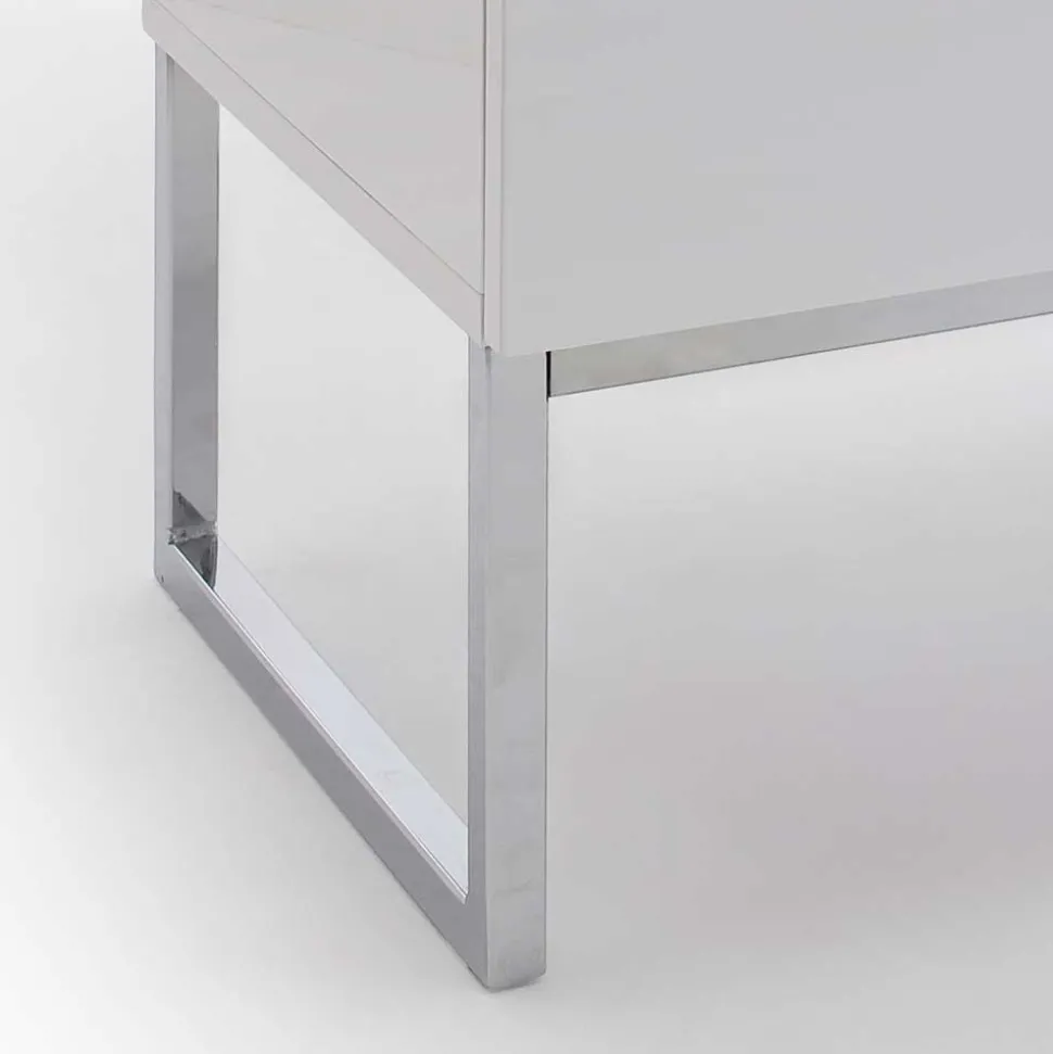 Günstige Design Nachtkommode in Weiß Merin mit Chrom