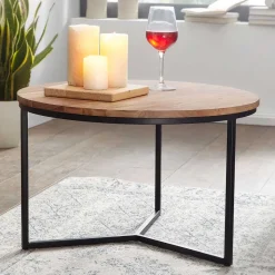 Günstiger Couchtisch aus Akazie Massivholz - Tsinaton