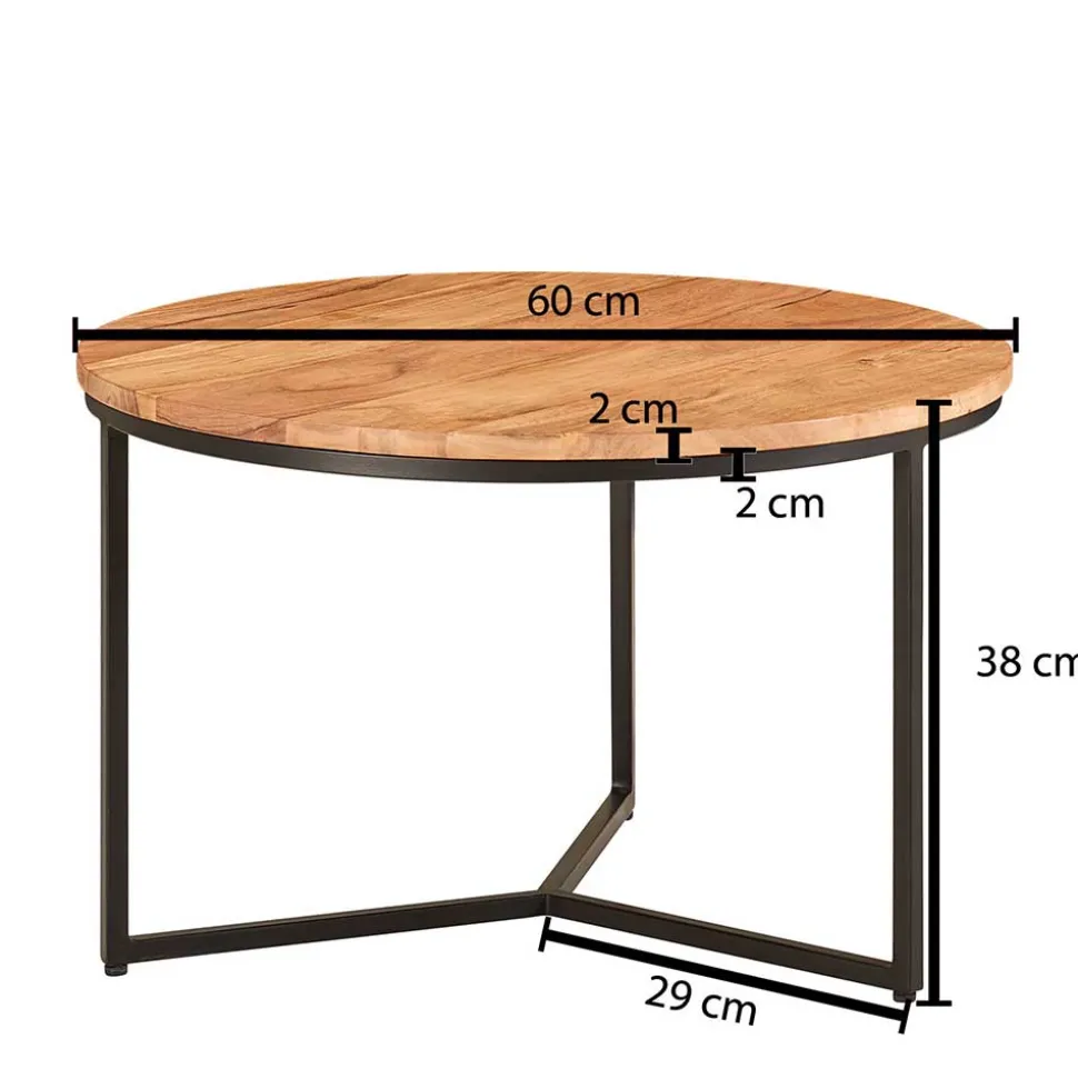Günstiger Couchtisch aus Akazie Massivholz - Tsinaton