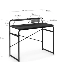 Günstiger Schreibtisch mit Aufsatz 98x89x46 - Tibalt