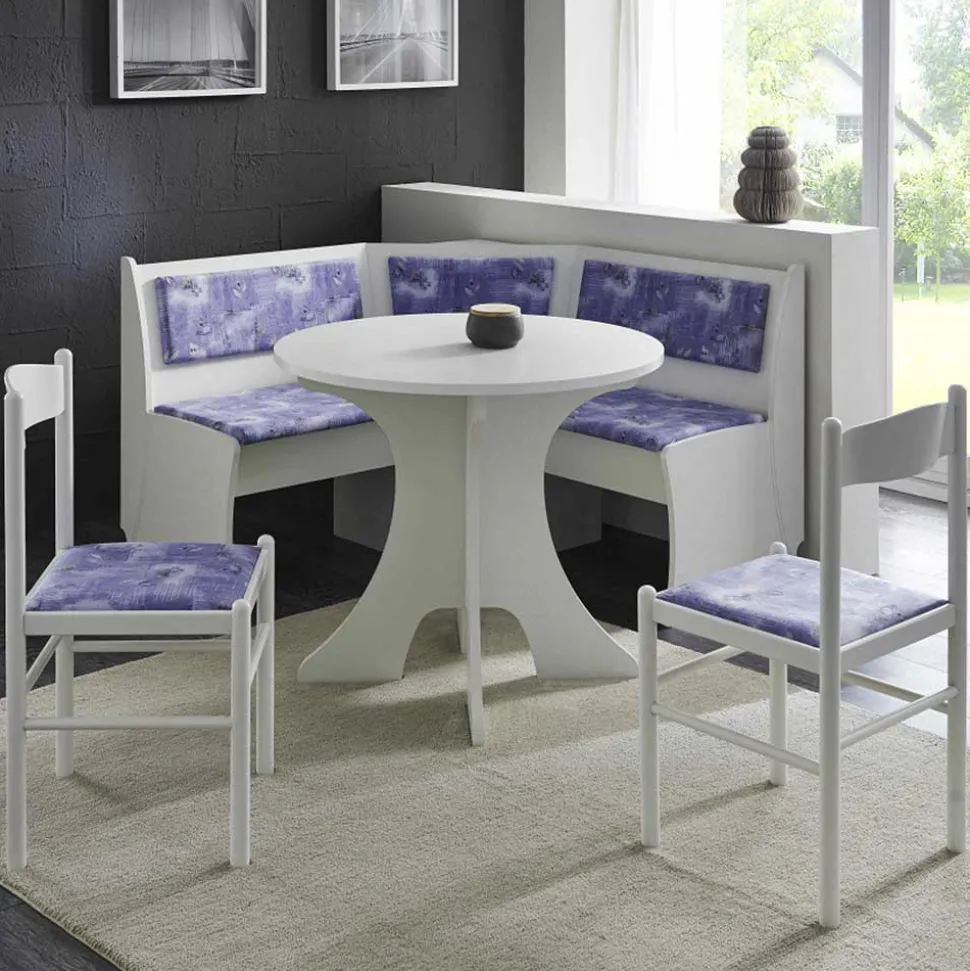 Günstiges Eckbank Set Heflin in Weiß (vierteilig)