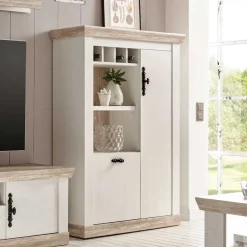 Günstiges Highboard im Scandi Chic Nedita in Weiß