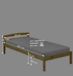 Günstiges Holzbett aus Fichte Massivholz - Niels