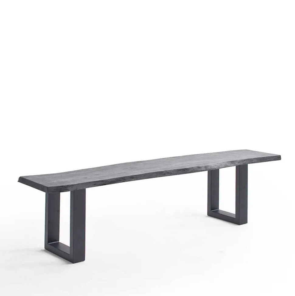 Graue Baumkanten Küchenbank aus Akazie - Joella