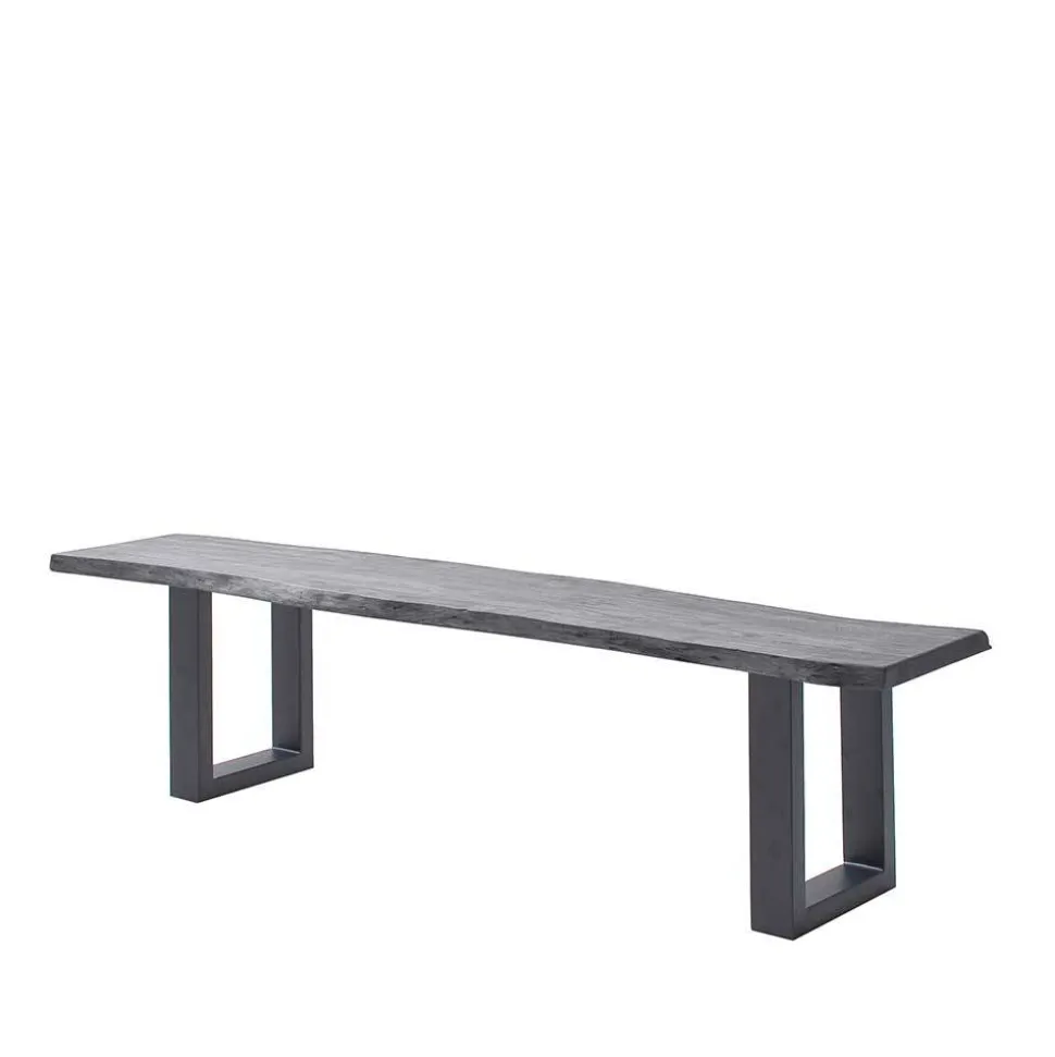 Graue Baumkanten Küchenbank aus Akazie - Joella