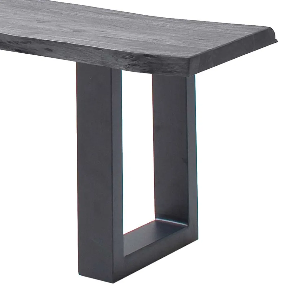 Graue Baumkanten Küchenbank aus Akazie - Joella