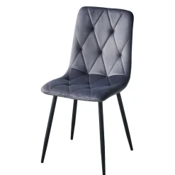 Graue Esszimmerstühle aus Samt - Epos (4er Set)