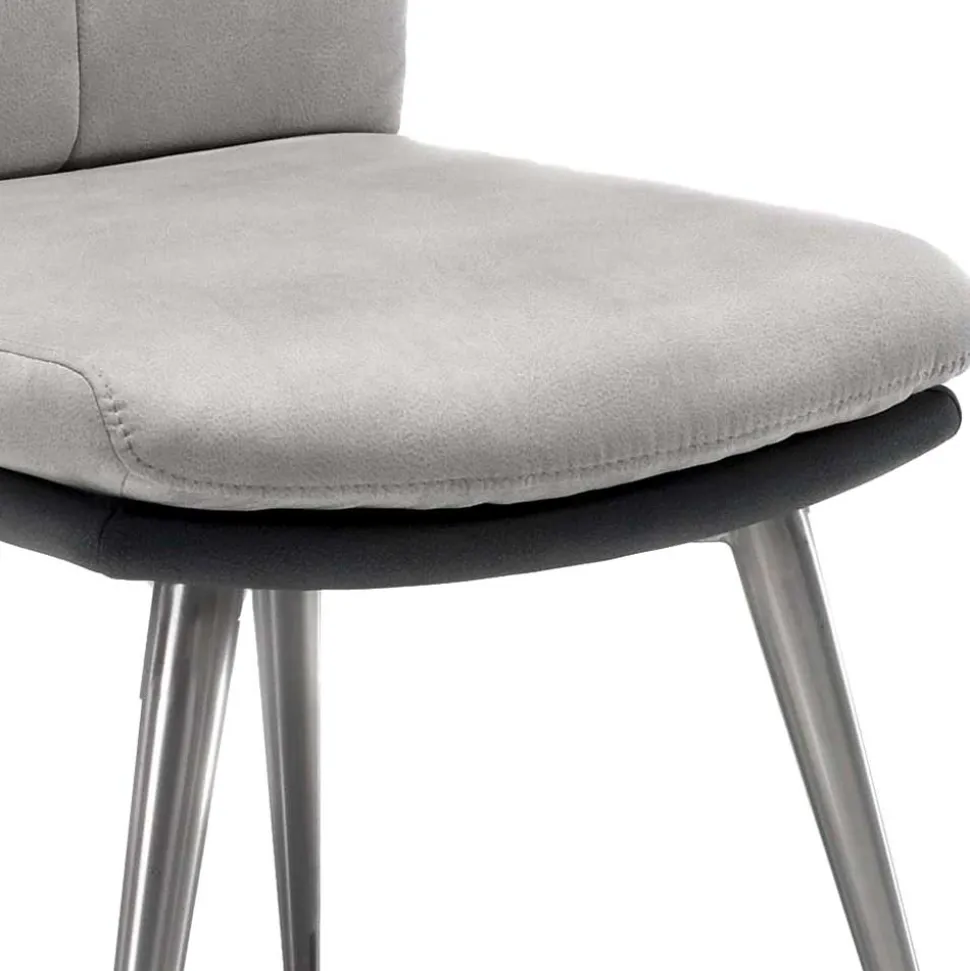 Graue Esszimmerstühle Casalin mit Edelstahl Gestell (2er Set)