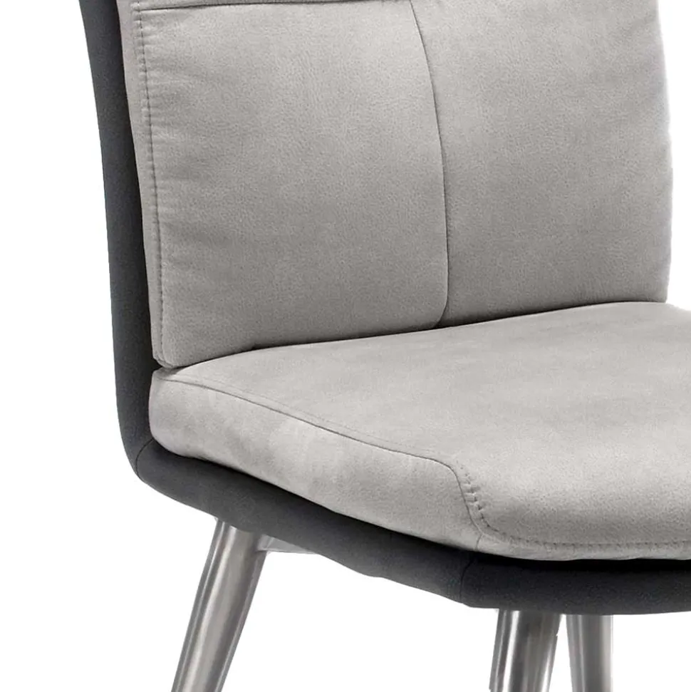 Graue Esszimmerstühle Casalin mit Edelstahl Gestell (2er Set)