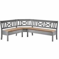 Graue Holz Eckbank Jytte mit Truhe