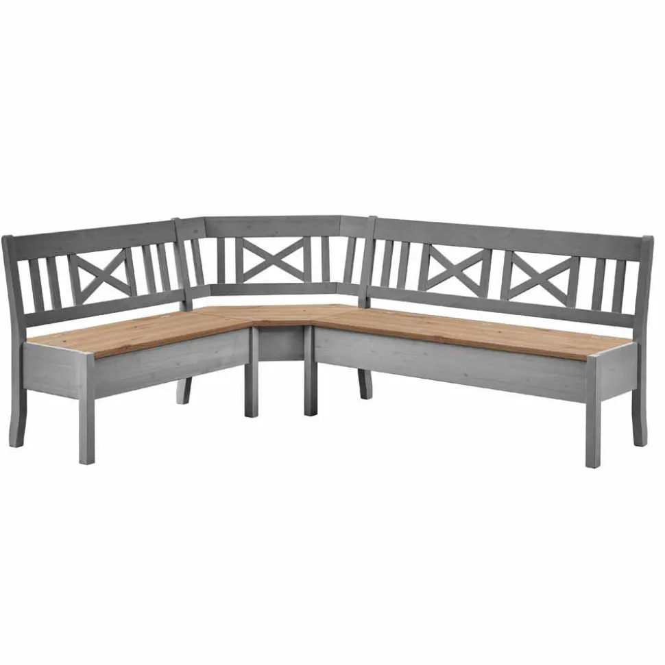 Graue Holz Eckbank Jytte mit Truhe