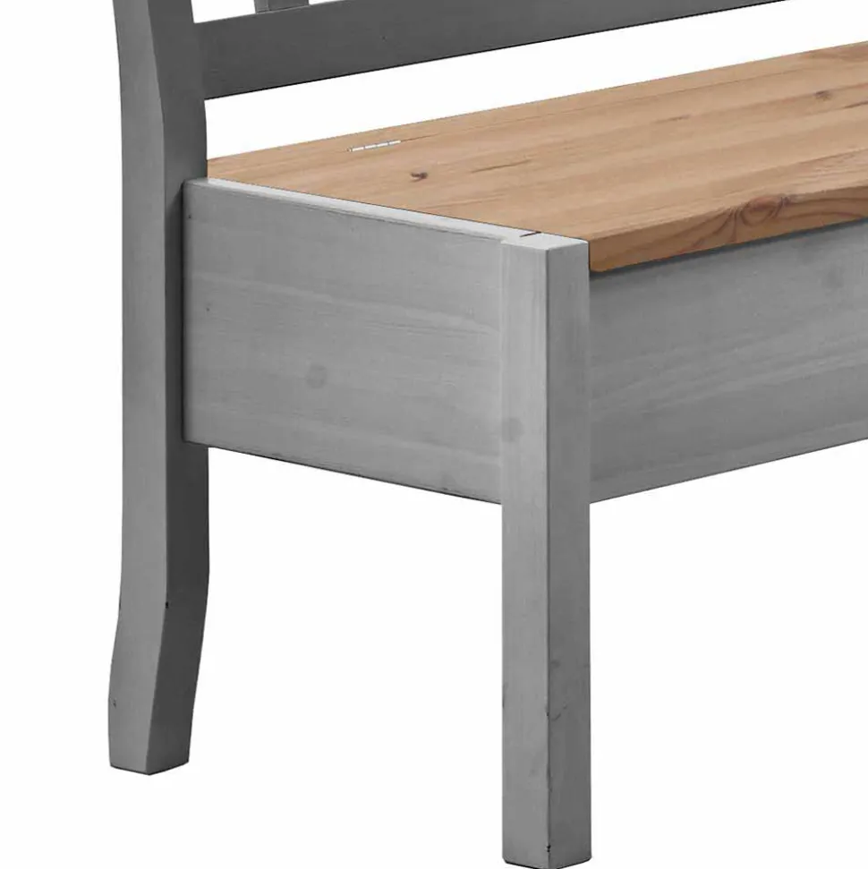 Graue Holz Eckbank Jytte mit Truhe