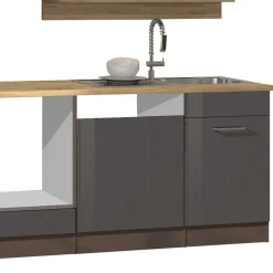 Graue Küche Block ohne Geräte - Bozenia (zehnteilig)