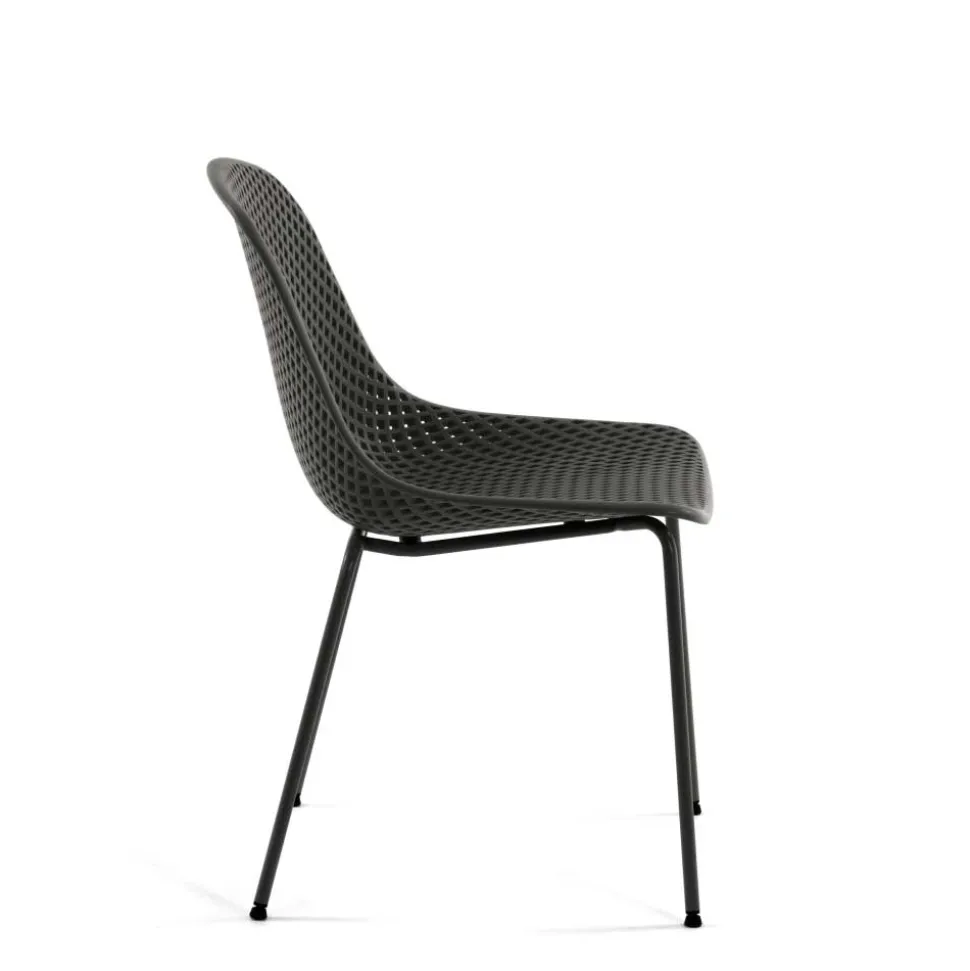 Graue Küchenstühle mit Schalensitz - Dresconio (4er Set)