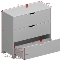 Graue Kommode mit drei Schubladen - Niento
