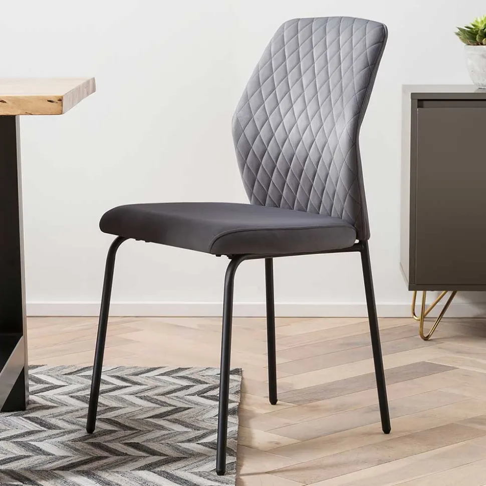 Graue Samtstühle mit Gestell aus Metall - Sharkas (2er Set)